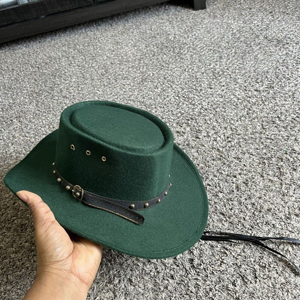 Western Express Faux Felt Cowboy Hat Green Studs Adult Size 6 3/4 NEW